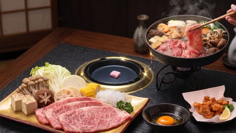 Japanese BBQ In Berlin Restaurant_0001_SUKIYAKI JAPANISCHES EINTOPFGERICHT TRADITIONAL JAPANESE KANSAI STYLE SUKIYAKI